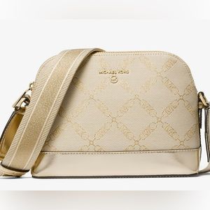 Michael Kors Jet Set Large Metallic Empire Logo Jacquard Dome Crossbody Bag